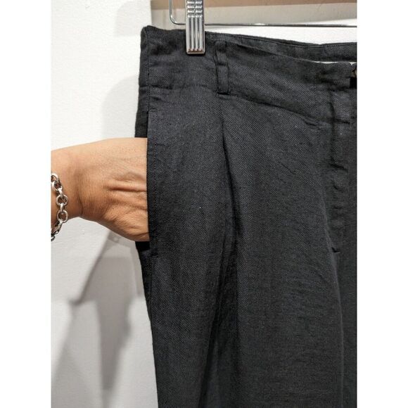 Humanoid Black Washable Italian Linen High Waist Pleat Front Trouser Pants, XS - Picture 4 of 9